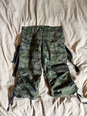 Women's Camo Cargo Shorts in Green - Utility Style